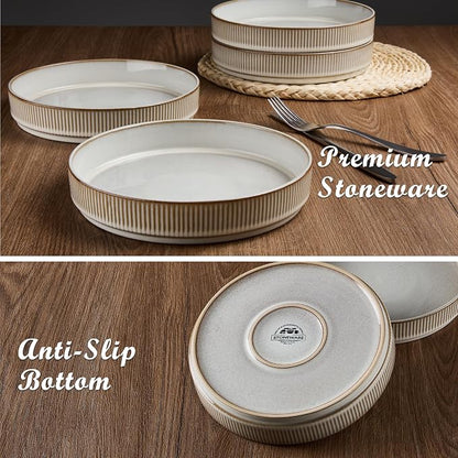 E-far Pasta Bowls Set of 6, 35oz Large Salad Bowl Plate - Image 6