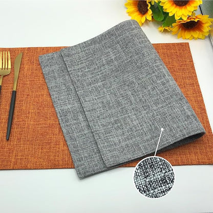 Rilassato Textile Placemats, Set of 4 Heat-Resistant Placemats for Kitchen Table, Washable Durable Linen Table Mats Woven Placemats (4, Gray)