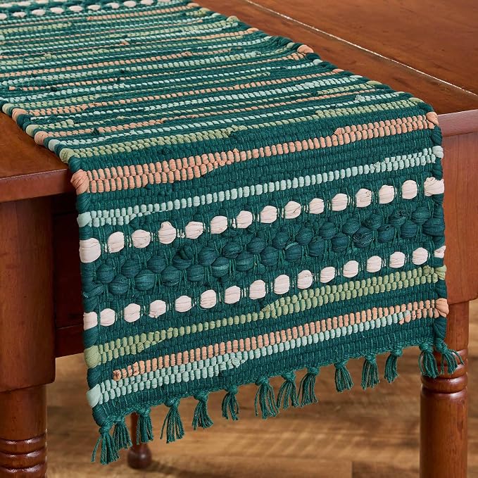 Park Designs Rainforest Chindi Table Runner 13" x 36" | Cotton | Tassel Fringe by ParkDesigns