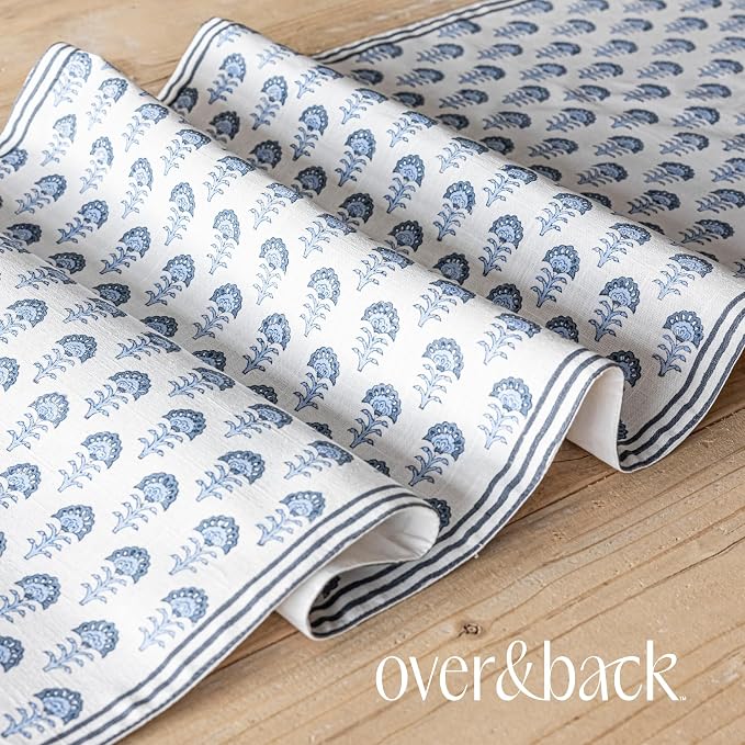 Over&Back 18x90 Hand-Blocked Printed Cotton Table Runner - Image 6