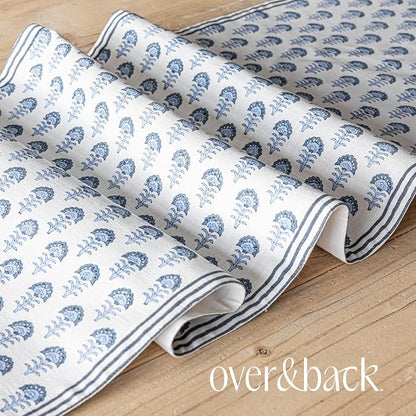 Over&Back 18x90 Hand-Blocked Printed Cotton Table Runner - Image 6