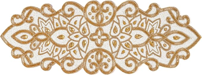 Beaded Table Runner Decorative Hand Glitz Rustic Farmhouse - Image 2