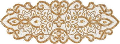 Beaded Table Runner Decorative Hand Glitz Rustic Farmhouse - Image 2