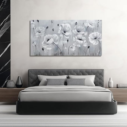 Belmrxne Large Floral Wall Art Black and Grey Wall Decor flower Canvas Painting Aesthetic Artwork modern Trendy canvas print for Living Room Bedroom Dining Room Office 29x58 Inches