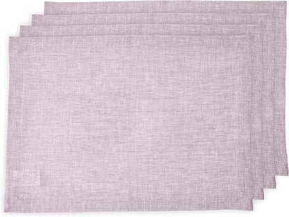 Solino Home Linen Placemats Set of 4-100% Pure Linen Chambray Lavender Cloth Placemats 14 x 19 Inch for Spring, Easter, Valentines - Athena