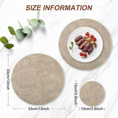 Round Faux Leather Placemats and Coasters, Reversible Heat Resistant Non-Slip - Image 3