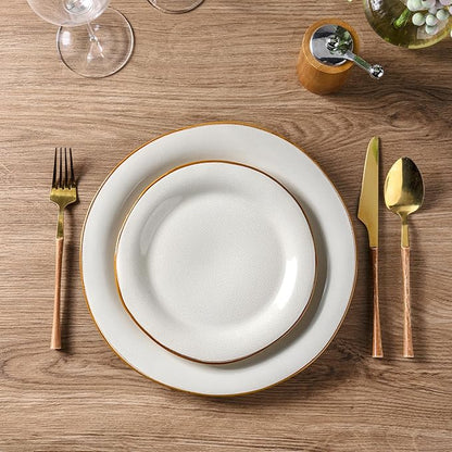 AmorArc Ceramic Dinnerware Sets, Handmade Stoneware Reactive Glaze Plates and Bowls Set, Scratch Resistant | Dishwasher & Microwave Safe Dishes Set, Service for 4 (12pc)