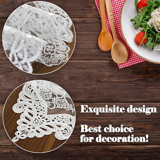 Lace Table Runner Dresser Scarf, Macrame Floral Embroidered Vintage Exquisite - Image 6