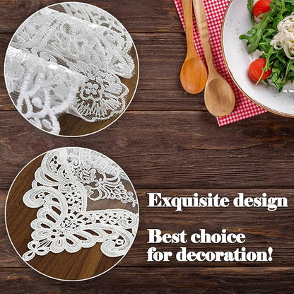 Lace Table Runner Dresser Scarf, Macrame Floral Embroidered Vintage Exquisite - Image 6