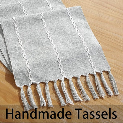 Rustic Boho Table Runner, Linen Table Runner, Farmhouse Table Runners 90 Inches - Image 8