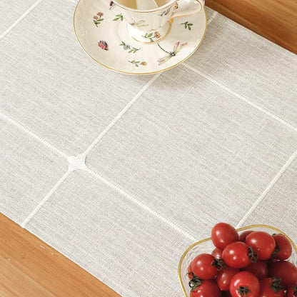 NEWISHER Rustic Embroidered Plaid Cloth Table Runner 60 inches, Farmhouse - Image 6
