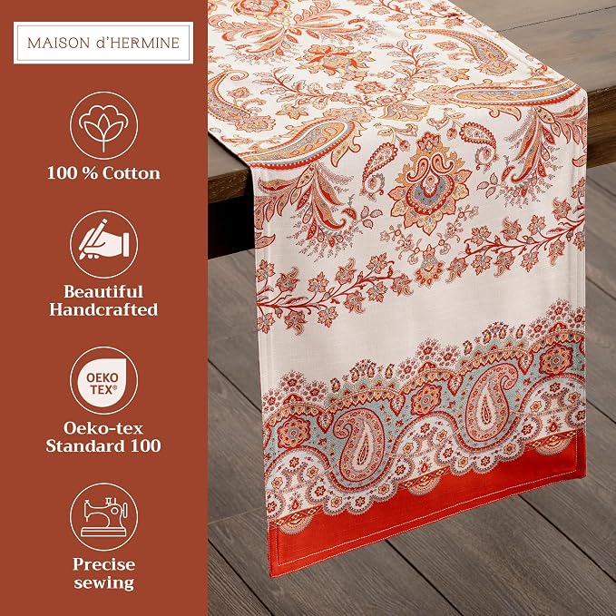 Maison d' Hermine Table Runner 100% Cotton 14.50" x 72" | Table Runners 72 - Image 2