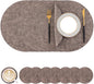Homaxy Round Faux Leather Placemats and Coasters, Washable Dual-Side Table Mats, Wipeable Heat-Resistant Dining Place Mats for Outdoor and Indoor, Set of 8, Diameter 13 and 3.93 inch, Dark Brown