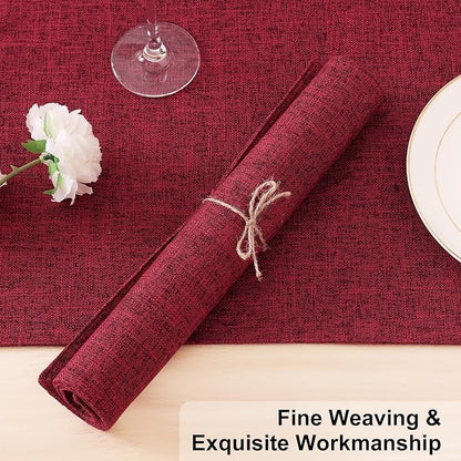 Homaxy Cloths Placemats for Dining Table Set of 4, Heat Resistant Washable Cotton Linen Blend Table Mats, Easy to Clean Place Mats for Indoor Outdoor Party Kitchen Decoration, 13" x 19", Red