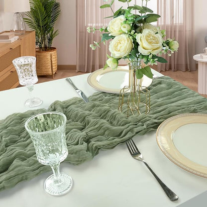 12 Pack 10Ft Sage Green Cheesecloth Table Runner 23 x 120 Inch | Gauze Rustic - Image 6