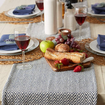 DII Woven Basic Tabletop Collection Chevron Table Runner, French Blue - Image 4