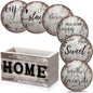 Queekay Coasters Set of 6 House Warming Gifts New Home Wooden Farmhouse Drink by Queekay