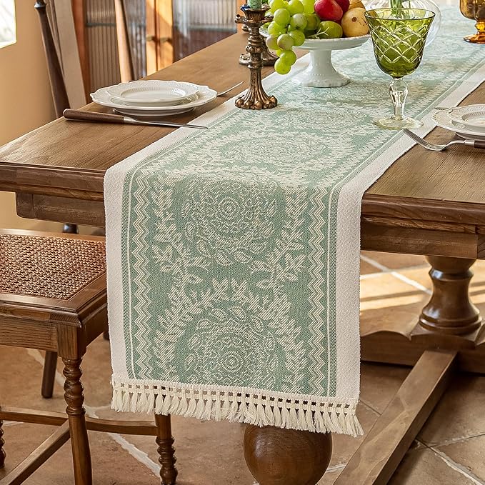 14x72 Medallion Table Runner Waterproof Rustic Farmhouse Macrame | Tired of a by UWWGKK