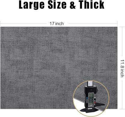Homaxy Faux Leather Heat Resistant Placemats for Dining Table Set of 4, Waterproof Wipeable Washable PU Table Mats, Easy to Clean Anti-Slip Place Mats, 11.8" x 17", Dark Grey