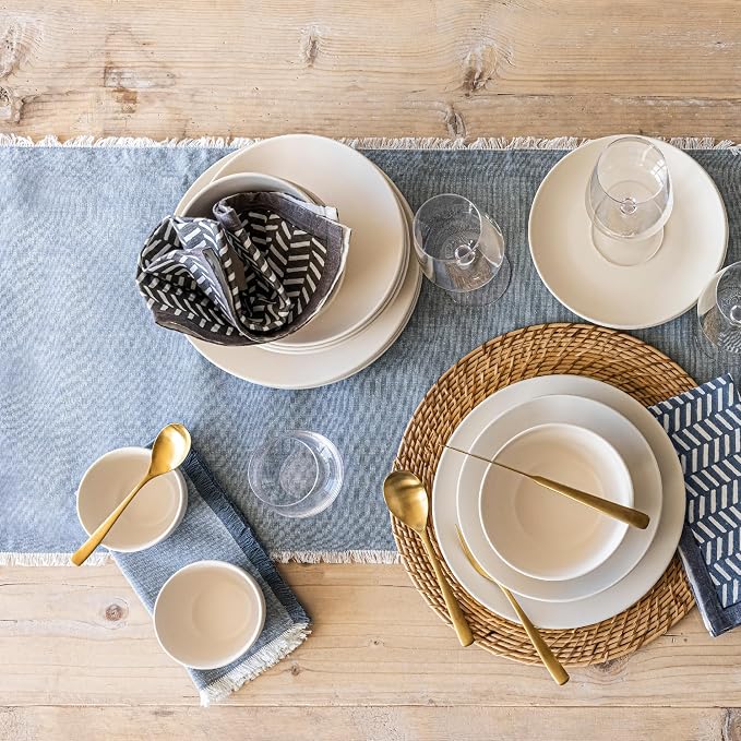 Over&Back 18x108 Woven Frayed Chambray Cotton Table Runner - Image 8
