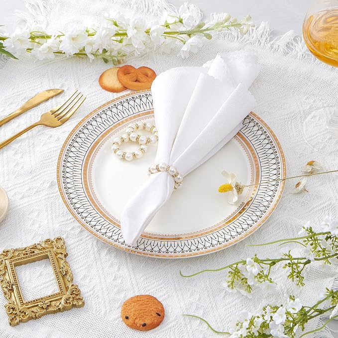APTWOW Pearl Gold Napkin Rings Set of 100 - Image 3