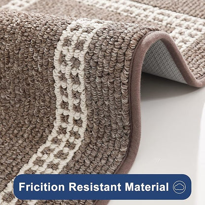 COSY HOMEER Kitchen Rugs Non-Slip 20x30/20x48 Inch Thick Polypropylene Standing Mat for Home Machine Washable, Brown