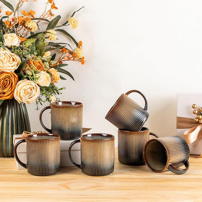 theterra Ceramic Coffee Mugs Set of 6, 14.2 oz Coffee Cups by TheTerra