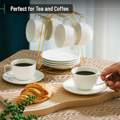 BTaT- Cappuccino Cups with Saucers 8 oz, Au Lait, Flat White, Dishwasher - Image 5