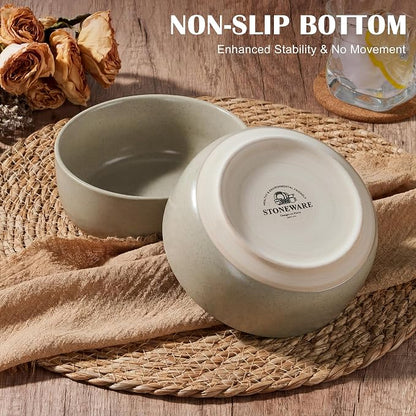 E-far Cereal Bowls Set of 6, 27oz Ceramic Deep Soup Bowls - Image 3