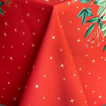 Maison d' Hermine Table Cloth Square Table 100% Cotton 60 x 60 Inches Fall Tablecloth Reusable Everyday Use for Thanksgiving Christmas Decorations Dining Farmhouse Party (Noel)