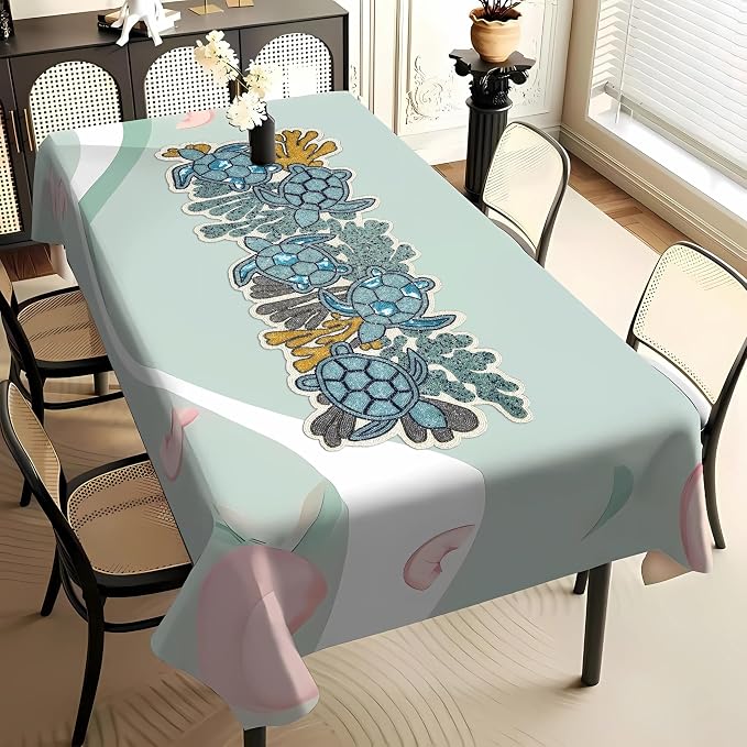 Handmade Farmhouse Floral Embroidery Beaded Table Runner 13 x 36 inches - Image 4