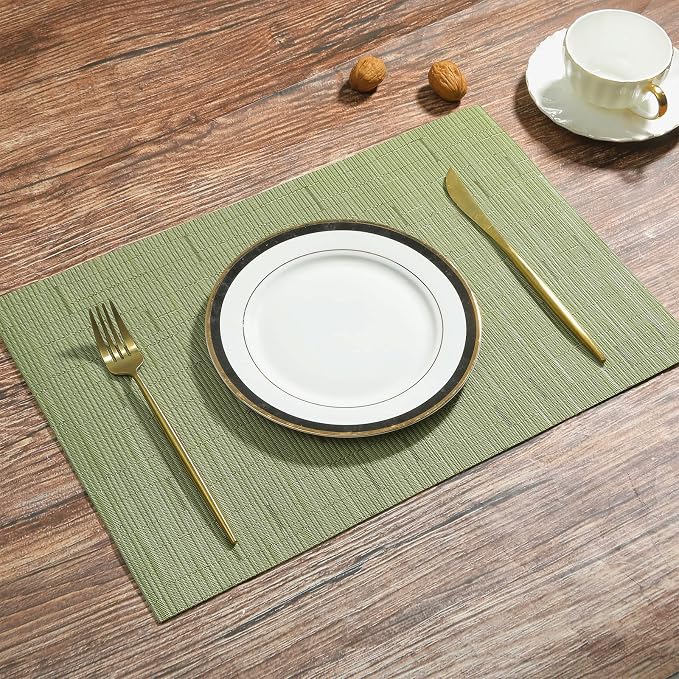 SHACOS Placemats Set of 8 Woven Vinyl Place Mats - Image 7