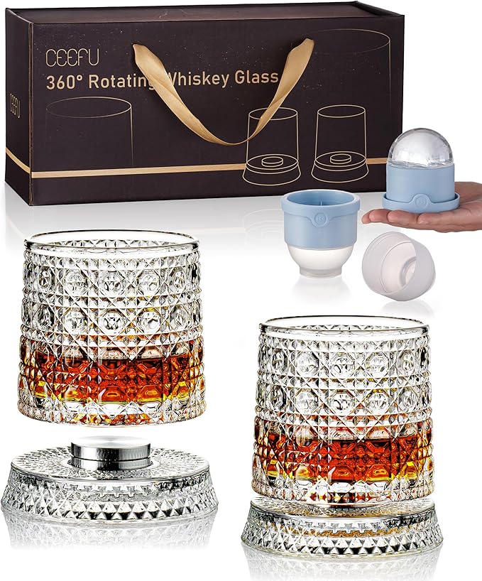 CEEFU 360° Spinning Whiskey Glasses Set by CEEFU