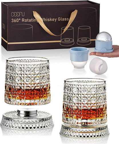 CEEFU 360° Spinning Whiskey Glasses Set by CEEFU