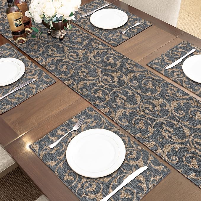Loom and Mill Chenille Damask Table Runner 90 inches Long, 13x90 inch - Image 7