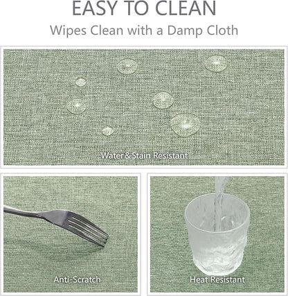 Rectangle Tablecloth Linen Textured Waterproof & Stain Resistant Table Cloth Wrinkle Free Decorative Fabric Farmhouse Table Cover for Dining/Party/Buffet/Wedding, 60 x 120 Inch, Sage Green