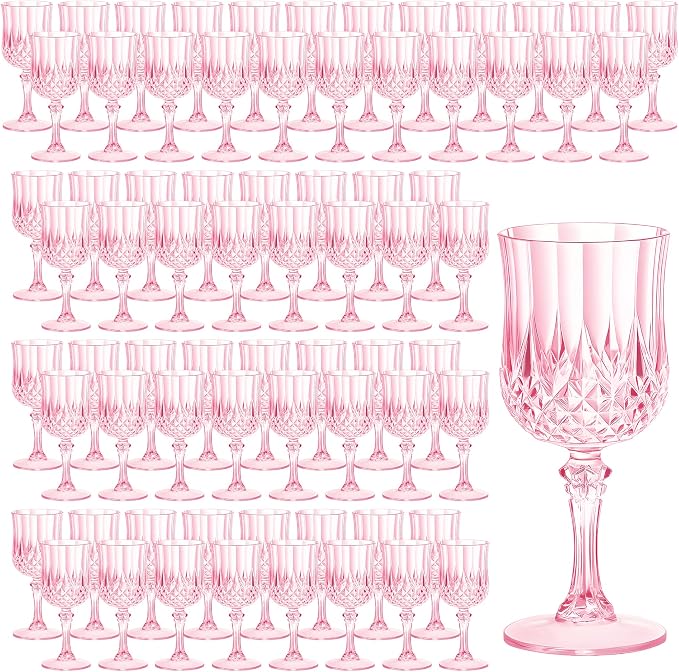 7OZ Plastic Wine Glasses, Reusable Vintage Goblets Unbreakable Drinking Glasses by Unknown