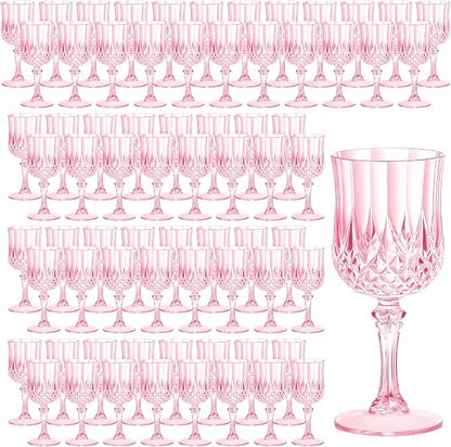 7OZ Plastic Wine Glasses, Reusable Vintage Goblets Unbreakable Drinking Glasses by Unknown