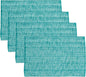 Sweet Home Collection 100% Cotton Placemats for Dining Room Rectangle Two Tone Woven Fabric 13" x 19" Soft Durable Table Mat Set, Set of 4, Turquoise