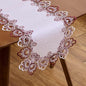 White Dark Red Jacquard Lace Table Runner 36 inches Dresser Scarf | French by Raedan