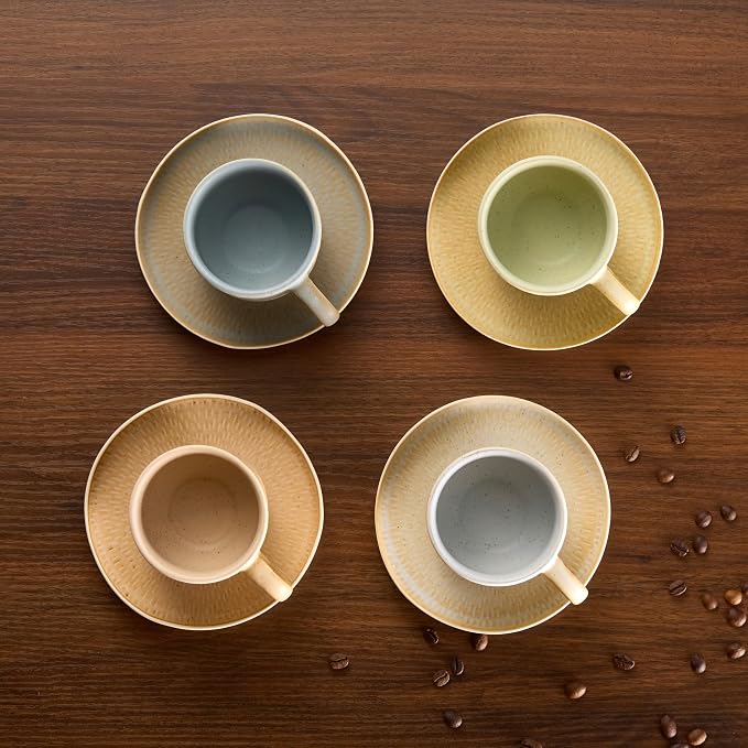 KooK Espresso Mug and Saucer Set, Ceramic Cups and Plates - Image 2