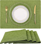 homing Cotton Linen Placemats Set of 4, Cloth Washable Farmhouse Dining Table Mats for Indoors & Outdoors, Easy to Clean, Grass Green, 13 x 19 Inch