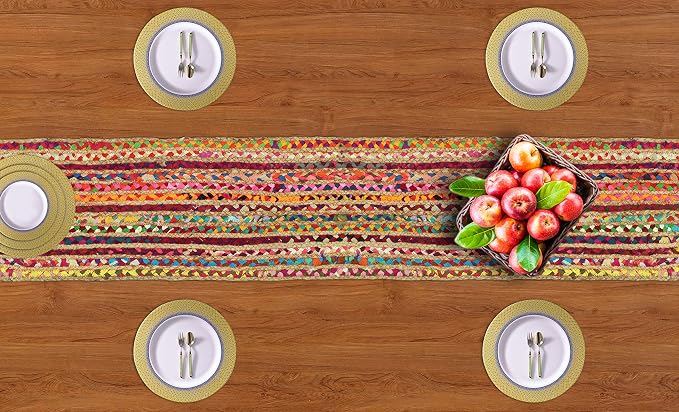 COTTON CRAFT Jute Chindi Table Runner - Image 6