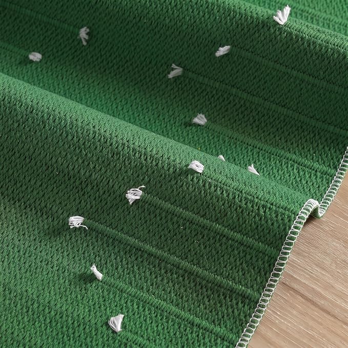 Artoid Mode Green Farmhouse Rustic Cotton Woven Table Runner, Seasonal - Image 5