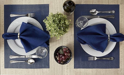 DII PVC Tabletop Collection Woven Indoor/Outdoor, Placemat Set, Nautical Blue - Image 4
