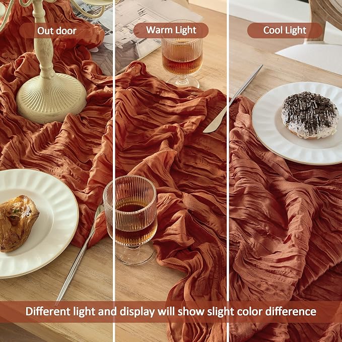 6 Pack Terracotta Cheesecloth Table Runner Boho Gauze Fall Decor | 120 Inch - Image 7