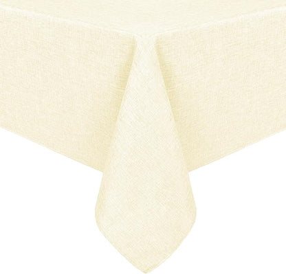 Hiasan Faux Linen Rectangle Tablecloth - Wrinkle and Stain Resistant Washable Table Cloth for Kitchen Dining Room Holiday Table Cover for Dinner, Champagne, 54 x 120 Inch