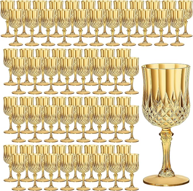 7OZ Plastic Wine Glasses, Reusable Vintage Goblets Unbreakable Drinking Glasses by Unknown