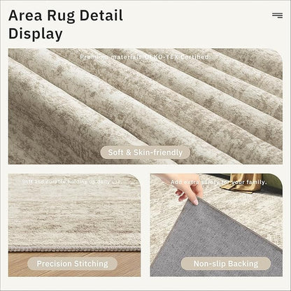 6x9 Area Rug for Living Room Washable 6x9 Rug Non-Slip Modern Rugs for Bedroom Dinning Room Ultra-Thin Indoor Beige Rug