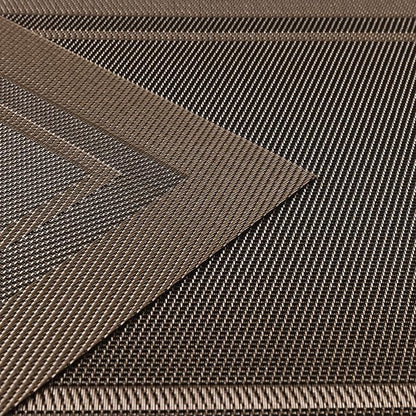 SHACOS Placemats Set of 4 Wipe Clean PVC Place Mats for Dining Table Heat Resistant Woven Vinyl Table Mats Indoor Outdoor (4, Frame Brown)